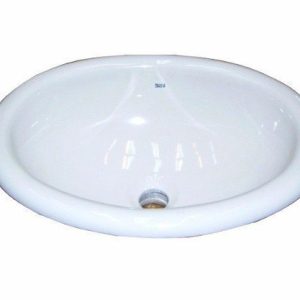 Bacha Indalo Roca 48x39x19 para baño oval pileta de encastrar, de color blanca, fabricada en porcelana ceramica sanitaria