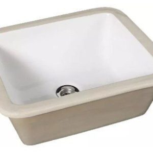 Bacha de baño bajo mesada Cordenons pileta rectangular de 40x33x13 cm en porcelana ceramica sanitaria blanca para vanitory