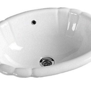 Bacha de baño Pileta Zafiro 44x35x17 de encastrar blanca, con sistema antirrebalse, en porcelana sanitaria