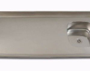 Mesada cocina bacha simple derecha Acero Ariel 160x62 cm, fabricada en acero inoxidable 430 con zocalo posterior
