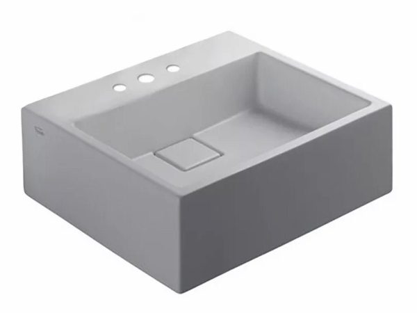 Ferrum Qubiq Lavatorio rectangular tres (3) agujeros en porcelana sanitaria blanco