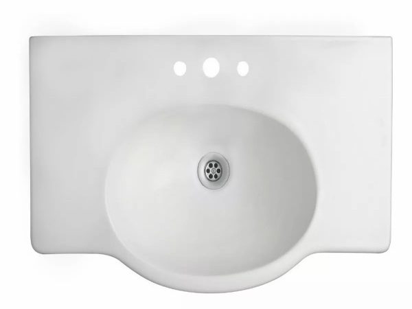 Ferrum Venecia Lavatorio baño ancho 64 cm con 3 agujeros porcelana blanca, para griferia con cierre ceramico o a vastago