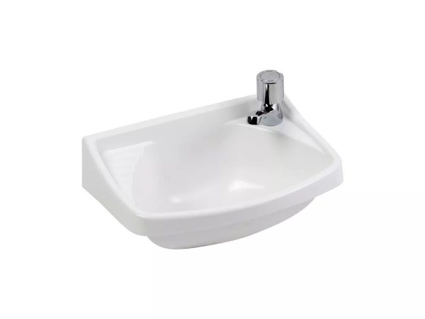 Ferrum Traful pileta lavatorio plastico de 26x28x15 cms color blanco, con capacidad de 4 lts, con 1 agujero para griferia de 1 agua o monoc.