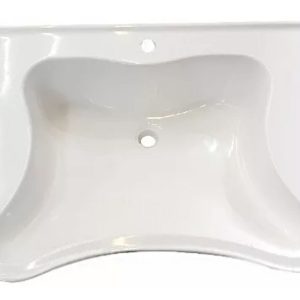 Pileta de Baño Lavatorio Discapacitados Marmolina Blanca 65x47 cm, incluye ménsulas y tornillos de fijacion