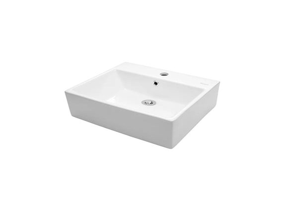 Pileta baño Piazza A117 bacha rectangular 45.5x40x15 cm con 1 agujero para griferia monocomando o de un agua, de porcelana ceramica sanitaria blanca