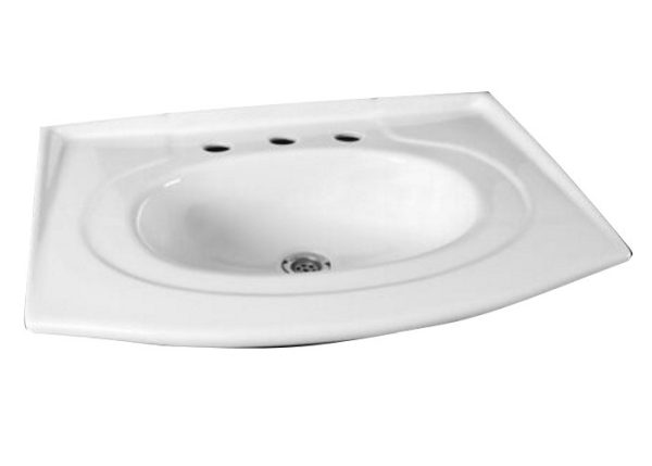 Lavatorio Cordenons Rubi Grande 3 agujeros blanco brillante, en porcelana ceramica sanitaria, largo 50 cm, ancho 60 cm, profundidad 50 cm