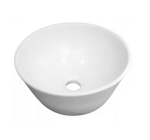 Bacha Redonda Baño Cordenons de apoyar porcelana blanca de 31 cm de diámetro