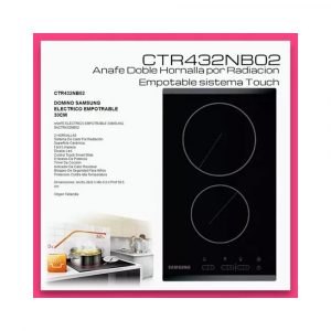 Anafe Eléctrico Samsung Vitrocerámico Negro 2 Hornallas CTR432NB02/BG